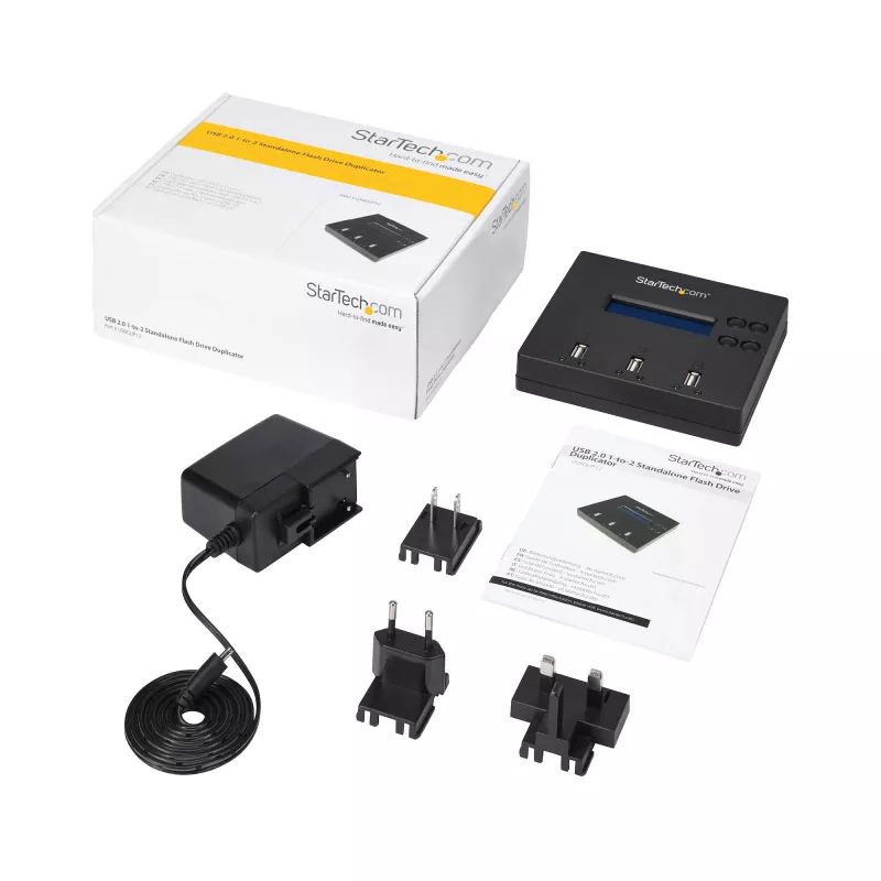 StarTech.com Eraldiseisev 1 kuni 2 USB-mälupulga duplikaator ja kustutaja, mitme USB-mälupulga kopeerija, süsteemi- ja faili- ning kogu ketta kopeerimine kiirusel 1,5 GB/min, ühe- ja 3-käiguline kustutamine, LCD Ekraan - TAA
