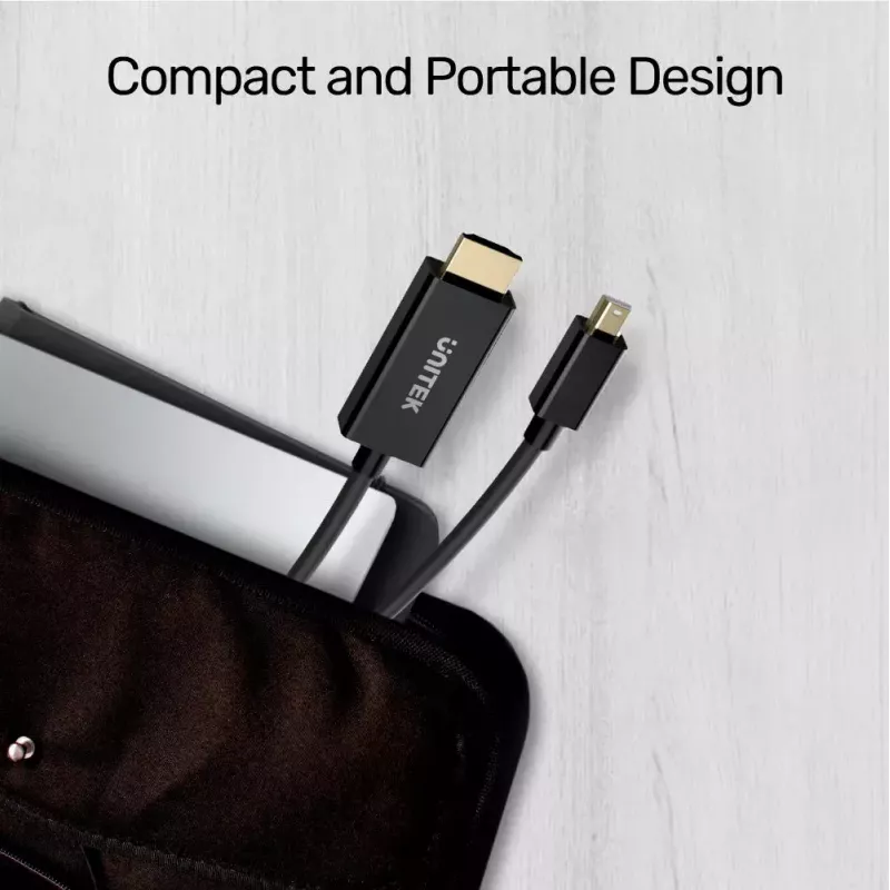 Video kaabli adapter Unitek Mini DisplayPort HDMI-le 2 m, HDMI 1.4, 4K@30Hz, HDCP 2.0, kullatud kontaktid, must
