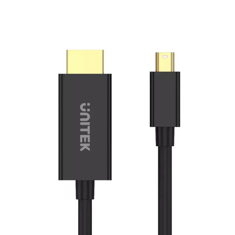 Video kaabli adapter Unitek Mini DisplayPort HDMI-le 2 m, HDMI 1.4, 4K@30Hz, HDCP 2.0, kullatud kontaktid, must