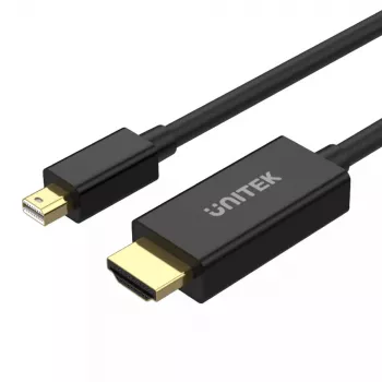 Video kaabli adapter Unitek Mini DisplayPort HDMI-le 2 m, HDMI 1.4, 4K@30Hz, HDCP 2.0, kullatud kontaktid, must