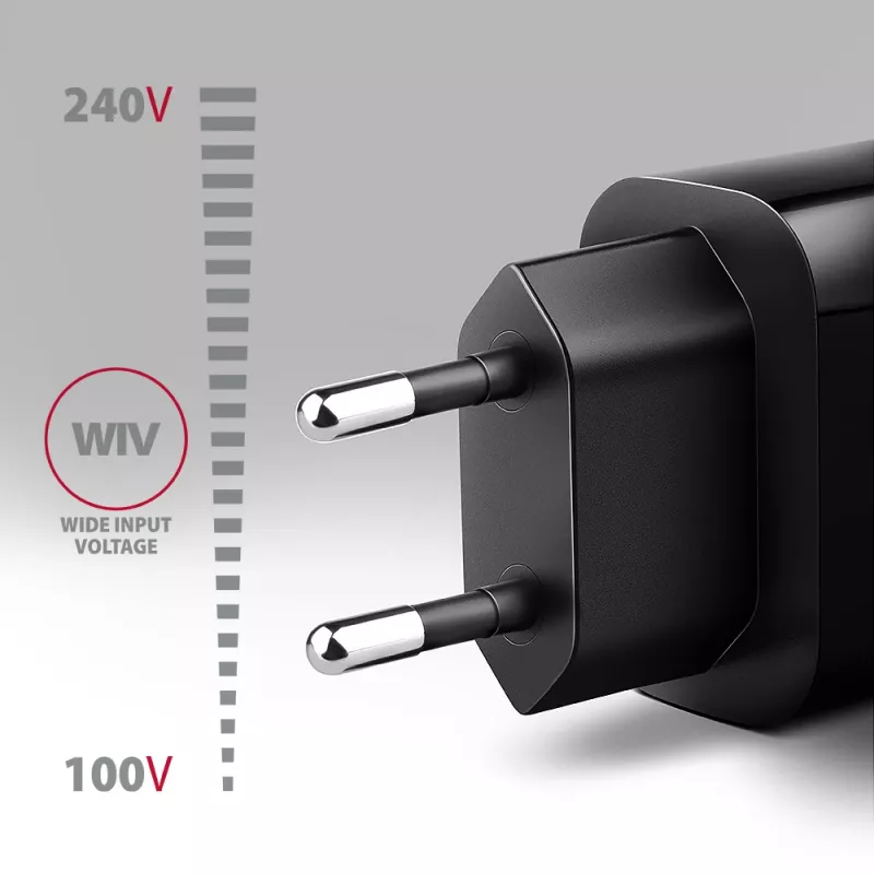 Axagon ACU-QC18 QC 3.0 1× OUTPUT seinalaadur 18W, sisetingimustesse, vahelduvvool, must
