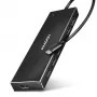 Axagon HUE-F7C 7x USB 3.2 Gen 1 ALU lame jaotur mikrotoitega 30cm USB-C USB 3.2 Gen 1 (3.1 Gen 1) Type-A 5000 Mbit/s Must