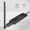 Axagon HUE-F7C 7x USB 3.2 Gen 1 ALU lame jaotur mikrotoitega 30cm USB-C USB 3.2 Gen 1 (3.1 Gen 1) Type-A 5000 Mbit/s Must
