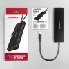 Axagon HUE-F7C 7x USB 3.2 Gen 1 ALU lame jaotur mikrotoitega 30cm USB-C USB 3.2 Gen 1 (3.1 Gen 1) Type-A 5000 Mbit/s Must