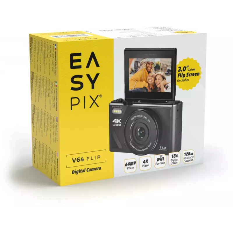 Kompaktne digikaamera EASYPIX V64 Flip 20203 — 16 MP, 1080p video