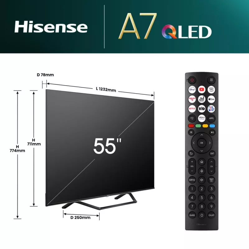 TV Hisense 55A7NQ 55 tolli 4K Ultra HD QLED 3840 x 2160