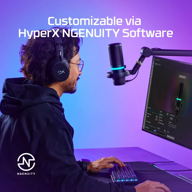 HyperX DuoCast - USB-mikrofon (must) - RGB-valgustus