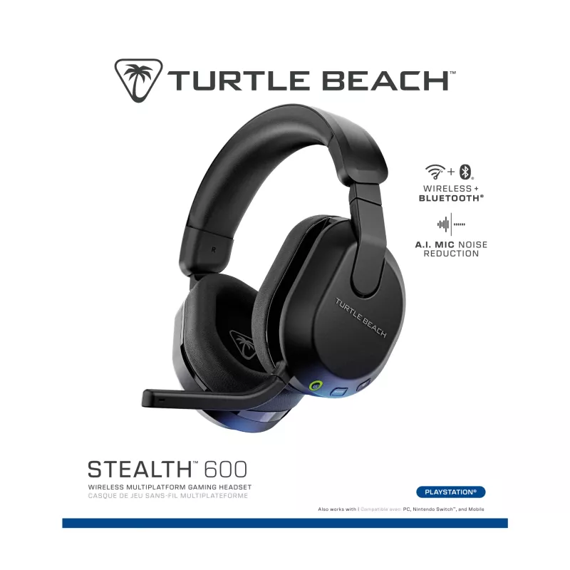Turtle Beach Stealth 600 Must PlayStationi juhtmevabad mängukõrvaklapid kuni 80-tunnise aku, 50 mm kõlarite ja Bluetoothiga PS5, PS4, PC ja mobiilseadmete jaoks