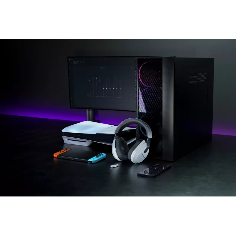 Turtle Beach Stealth 600 Valge PlayStationi juhtmevabad mängukõrvaklapid, aku kestus kuni 80 tundi, 50 mm kõlarid ja Bluetooth PS5, PS4, arvuti ja mobiilseadmete jaoks