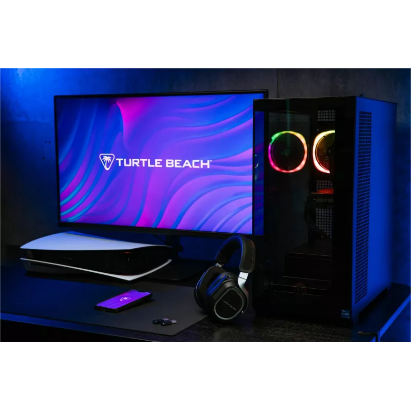 Turtle Beach Stealth 700 must PlayStation juhtmevaba mänguripeakomplekt, aku kestvusega kuni 80 tundi, Bluetooth, kaks saatjat ja 60 mm kõlarid PS5, PS4, arvuti ja mobiilseadmete jaoks