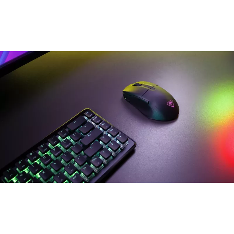 Turtle Beach Pure Air Must – ülikerge juhtmevaba ergonoomiline RGB-mänguhiir, 26K DPI optiline sensor, 125h aku, RGB-valgustus