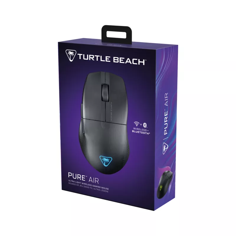Turtle Beach Pure Air Must – ülikerge juhtmevaba ergonoomiline RGB-mänguhiir, 26K DPI optiline sensor, 125h aku, RGB-valgustus