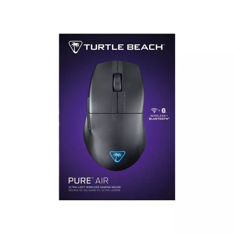 Turtle Beach Pure Air Must – ülikerge juhtmevaba ergonoomiline RGB-mänguhiir, 26K DPI optiline sensor, 125h aku, RGB-valgustus
