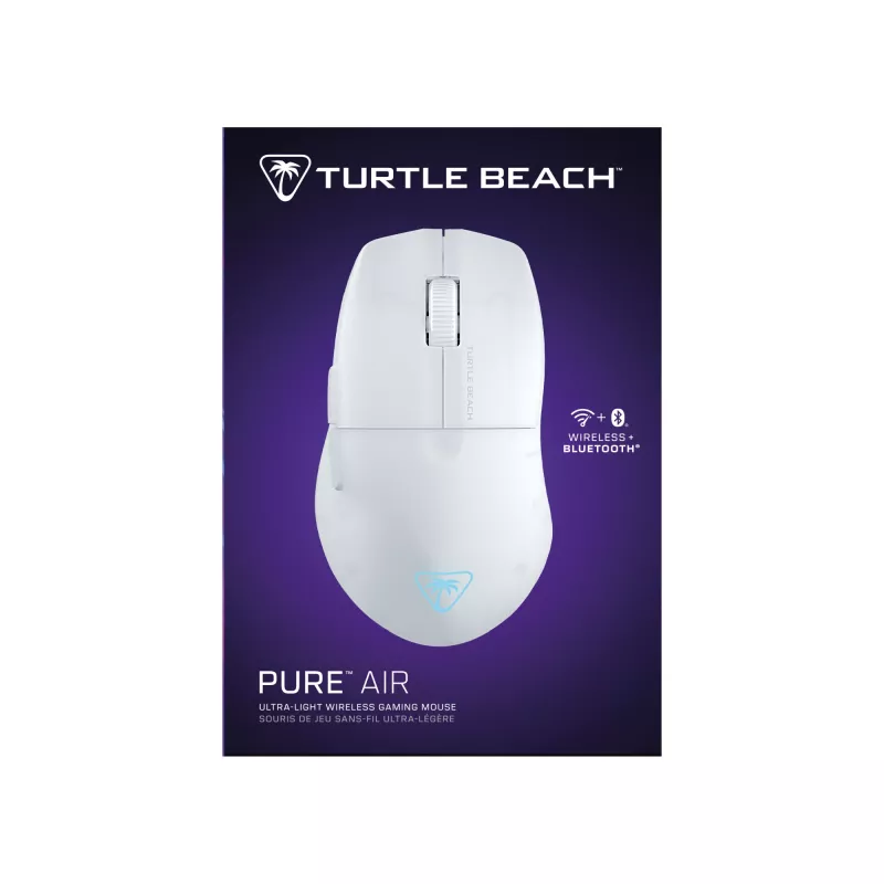 Turtle Beach Pure Air Valge – ülikerge juhtmevaba ergonoomiline RGB-mänguhiir, 26K DPI optiline andur, 125 h aku, RGB-valgustus