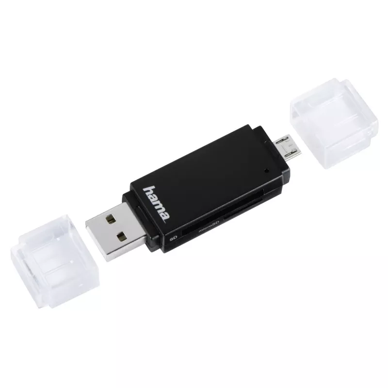 Hama Basic USB 2.0 OTG kaardilugeja, SD/microSD, must
