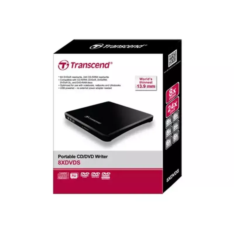 Kaasaskantav DVD-kirjutaja Transcend TS8XDVDS-K, USB 2.0, must