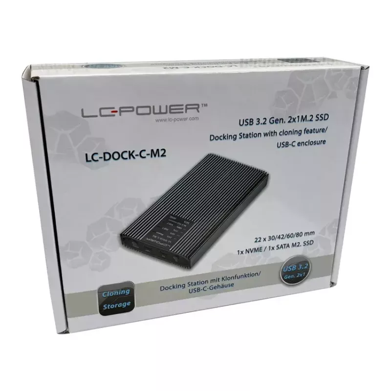 SSD-korpus LC-Power LC-DOCK-C-M2 2 M.2 draivi 10 Gbit/s antratsiit
