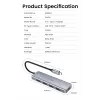 Ugreen 70336 liidese jaotur USB 3.2 Gen 1 (3.1 Gen 1) USB-C 5000 Mbit/s