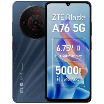 Nutitelefon ZTE Blade A76 5G 6,75-tolline 6 GB 128 GB Must