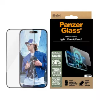 PanzerGlass® Gaming ekraanikaitse iPhone 16 | 15 | Ultra-Wide Fit