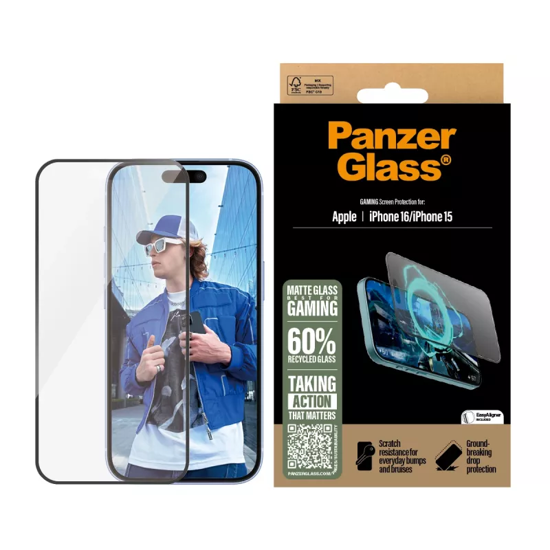 PanzerGlass® Gaming ekraanikaitse iPhone 16 | 15 | Ultra-Wide Fit