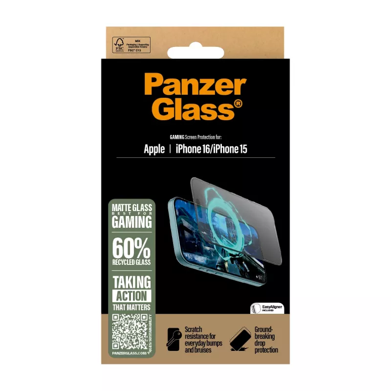 PanzerGlass® Gaming ekraanikaitse iPhone 16 | 15 | Ultra-Wide Fit