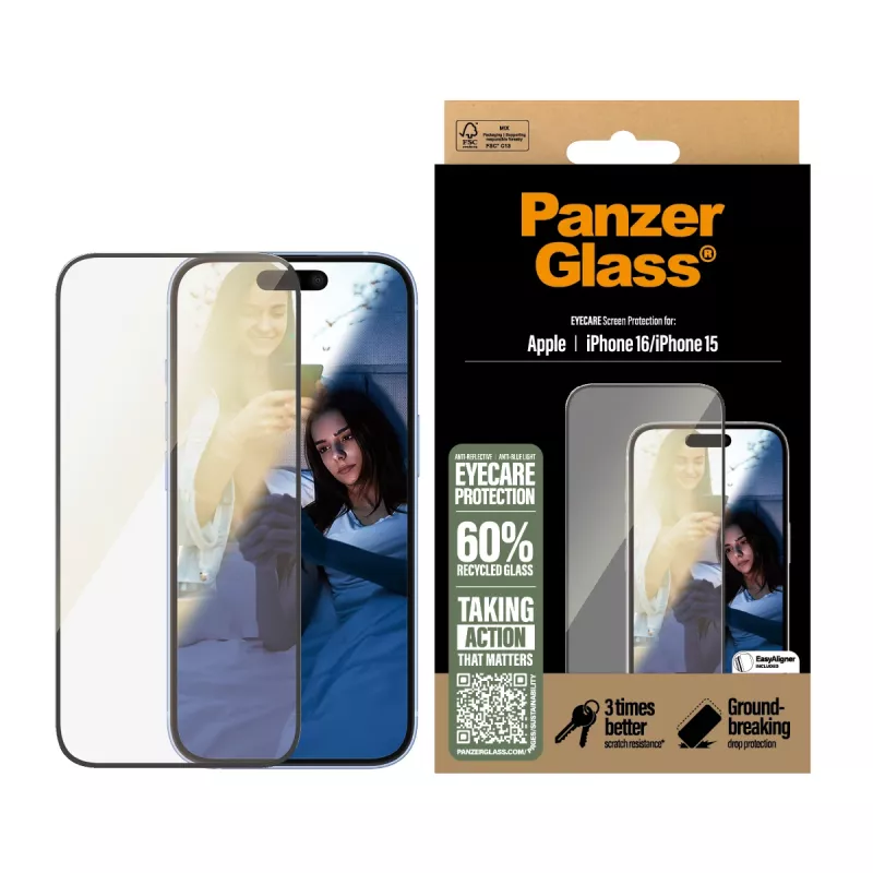 EyeCare ekraanikaitse PanzerGlass iPhone '24 6.1 tolli | Ultra-Wide Fit