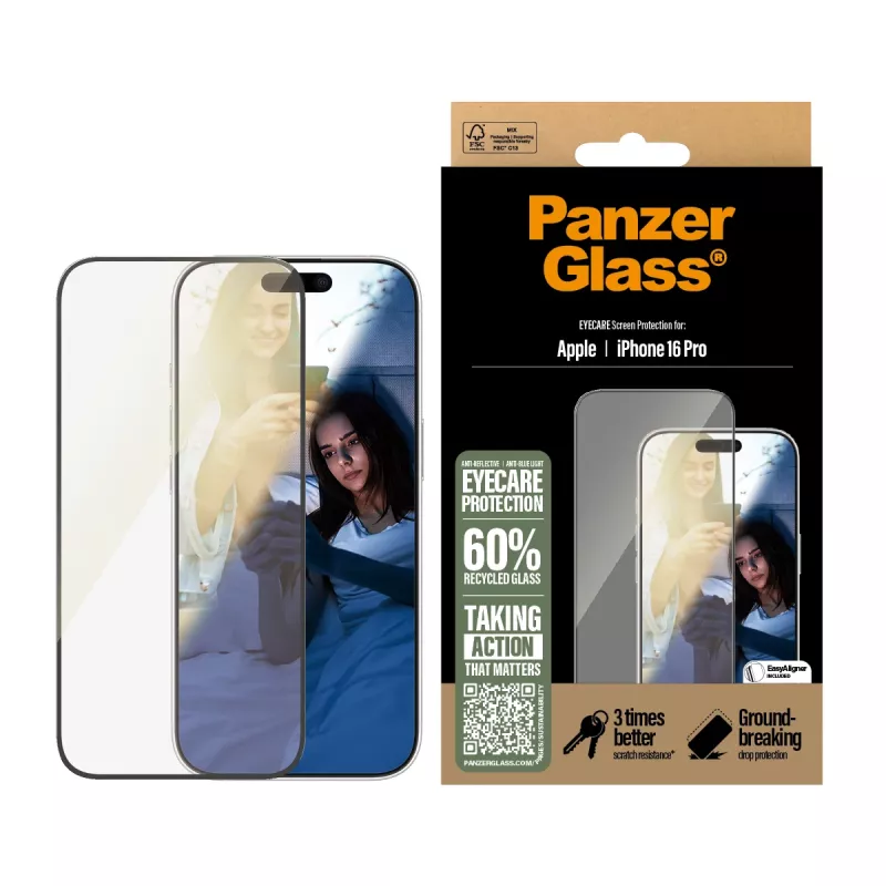 PanzerGlass EyeCare ekraanikaitse iPhone '24 6,3-tolline Pro Ultra-Wide Fit