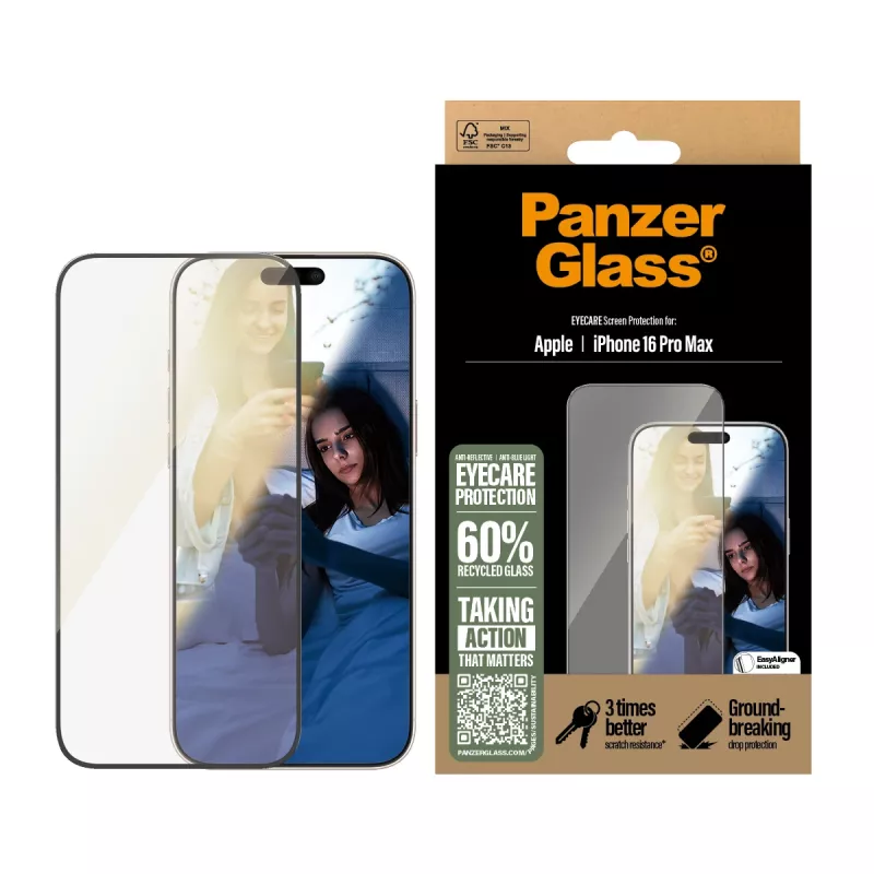 PanzerGlass ® EyeCARE™ ekraanikaitse iPhone 16 Pro Max | ülilai sobivus