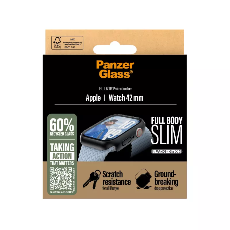 Ekraanikaitse PanzerGlass Snappie Full Body õhuke Must Apple Watch Series 10 42mm