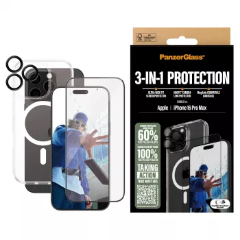PanzerGlass® 3-in-1 kaitsekomplekt iPhone 16 Pro Max