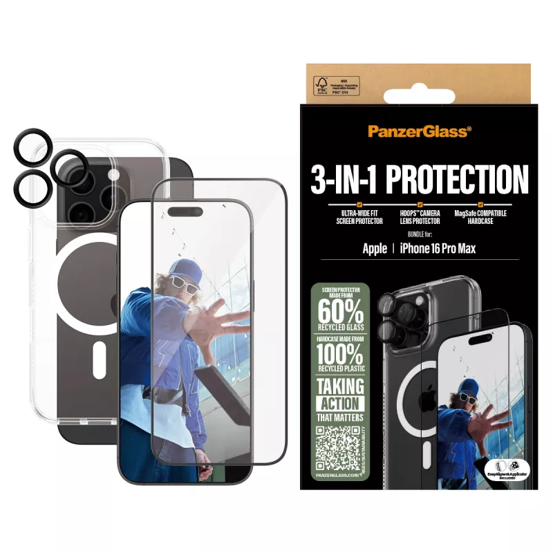 PanzerGlass® 3-in-1 kaitsekomplekt iPhone 16 Pro Max
