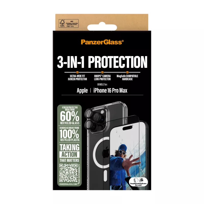 PanzerGlass® 3-in-1 kaitsekomplekt iPhone 16 Pro Max
