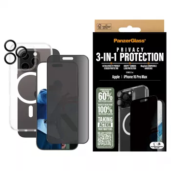 PanzerGlass ® 3-in-1 privaatsuskaitsekomplekt iPhone 16 Pro Max