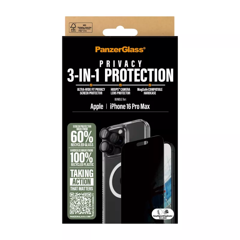 PanzerGlass ® 3-in-1 privaatsuskaitsekomplekt iPhone 16 Pro Max
