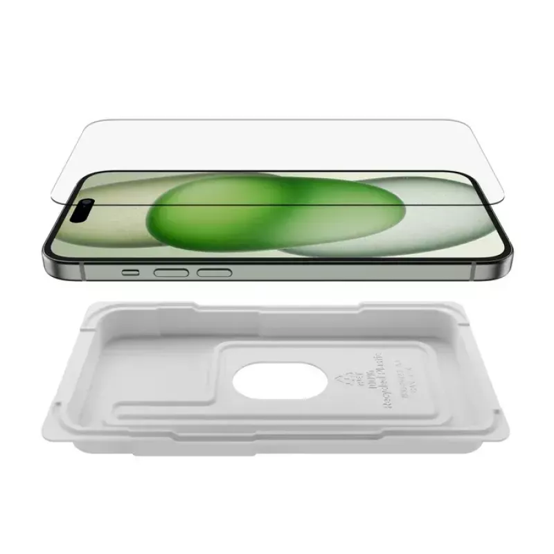Ekraanikaitse Belkin ScreenForce iPhone 15 Plus jaoks löögi- ja kriimustuskindel karastatud klaas