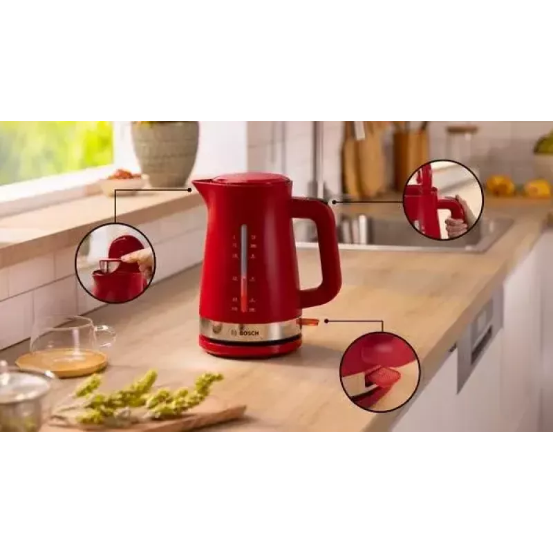 Bosch TWK4M224 elektriline veekeetja 1,7 L 2400 W punane