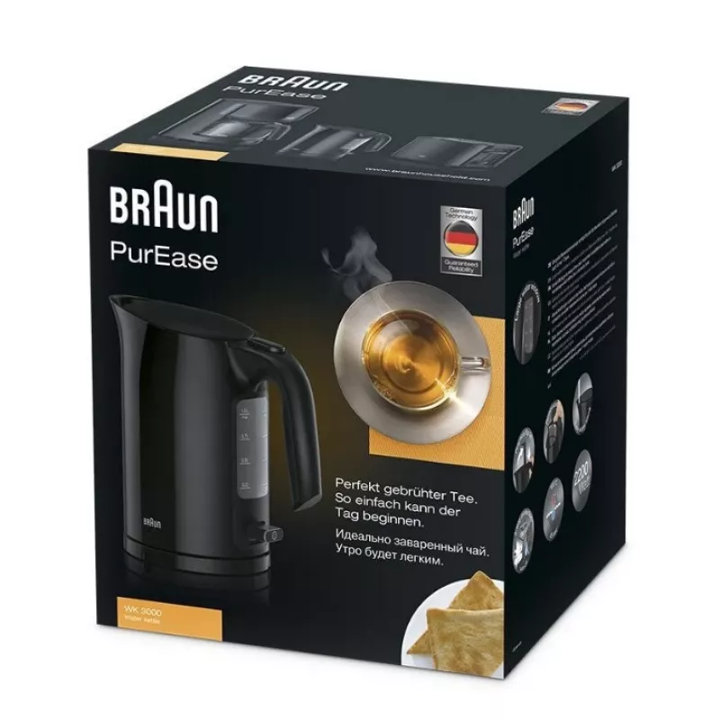 Braun PurEase WK 3000 BK elektriline veekeetja 1 L 2200 W must