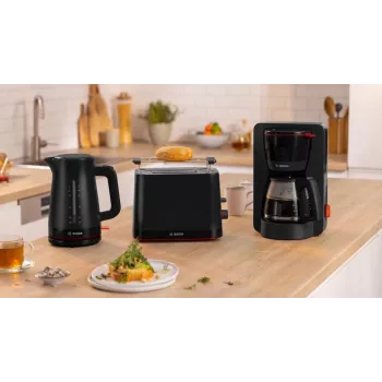 Drip coffee maker Bosch TKA3M133, 1.4 L water tank, 15-cup capacity, Must