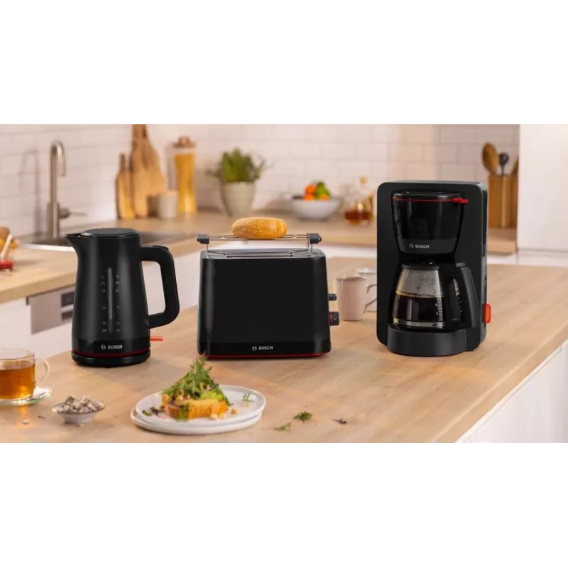 Drip coffee maker Bosch TKA3M133, 1.4 L water tank, 15-cup capacity, Must
