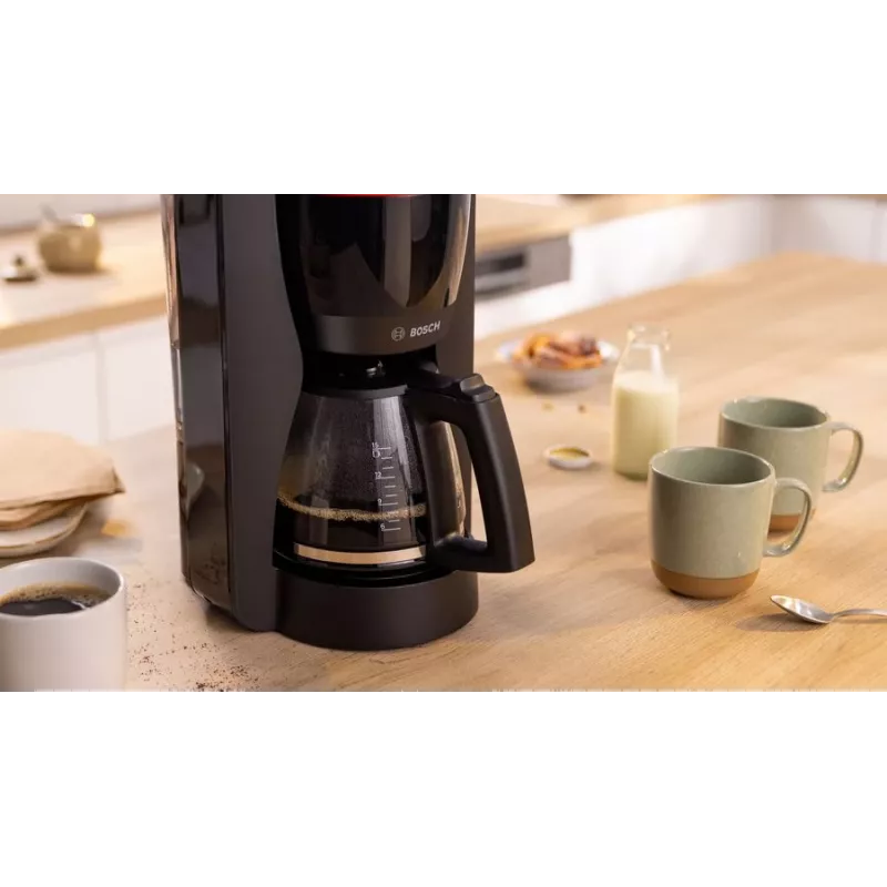 Drip coffee maker Bosch TKA3M133, 1.4 L water tank, 15-cup capacity, Must