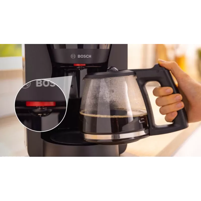 Drip coffee maker Bosch TKA3M133, 1.4 L water tank, 15-cup capacity, Must