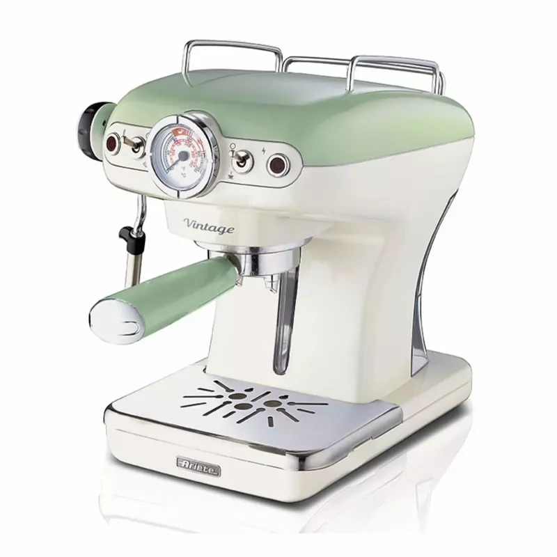 Ariete 1389 Vintage Espressokohvimasin - espressokohvimasin jahvatatud kohvile või ESE-kapslitele, pastelses rohelises