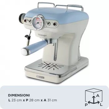 Ariete 1389 Vintage Espressomasin - Espressomasin jahvatatud kohvi või ESE-padade jaoks, pastellsinises värvitoonis