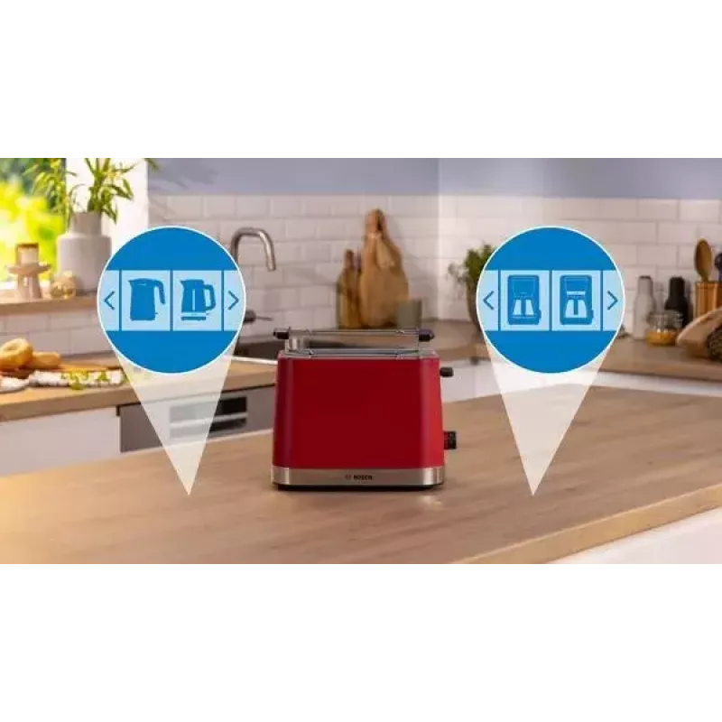 Röster Bosch TAT4M224 2 viilu 950 W punane roostevaba teras