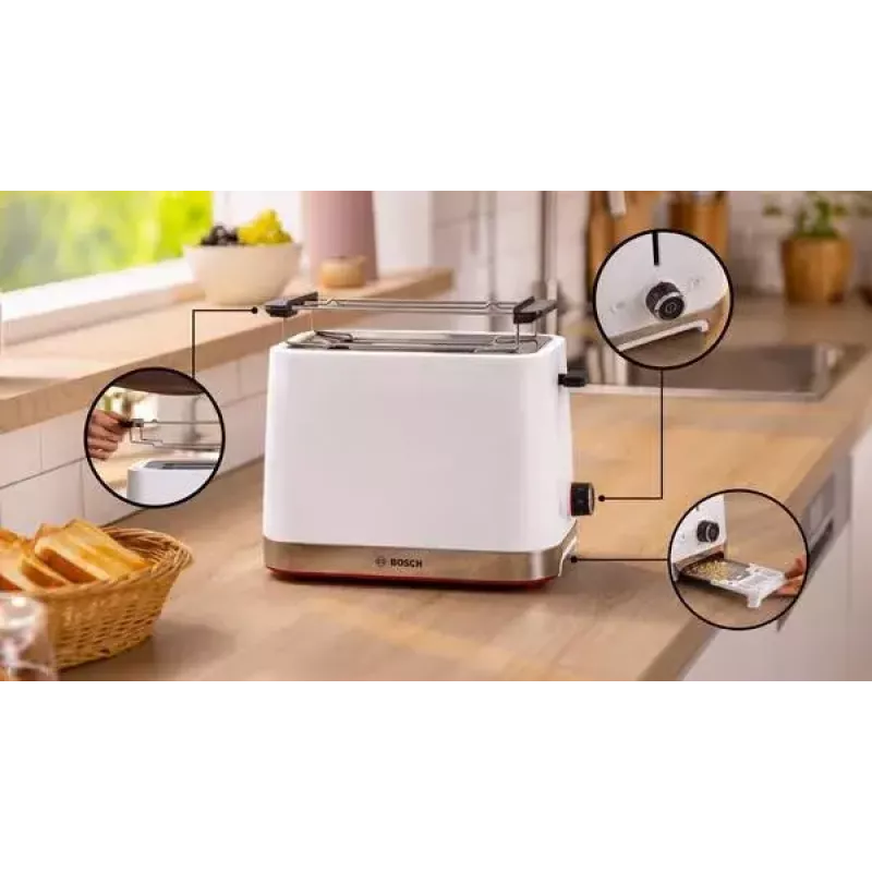 Röster Bosch TAT4M221 2 viilu 950 W Valge Roostevaba teras