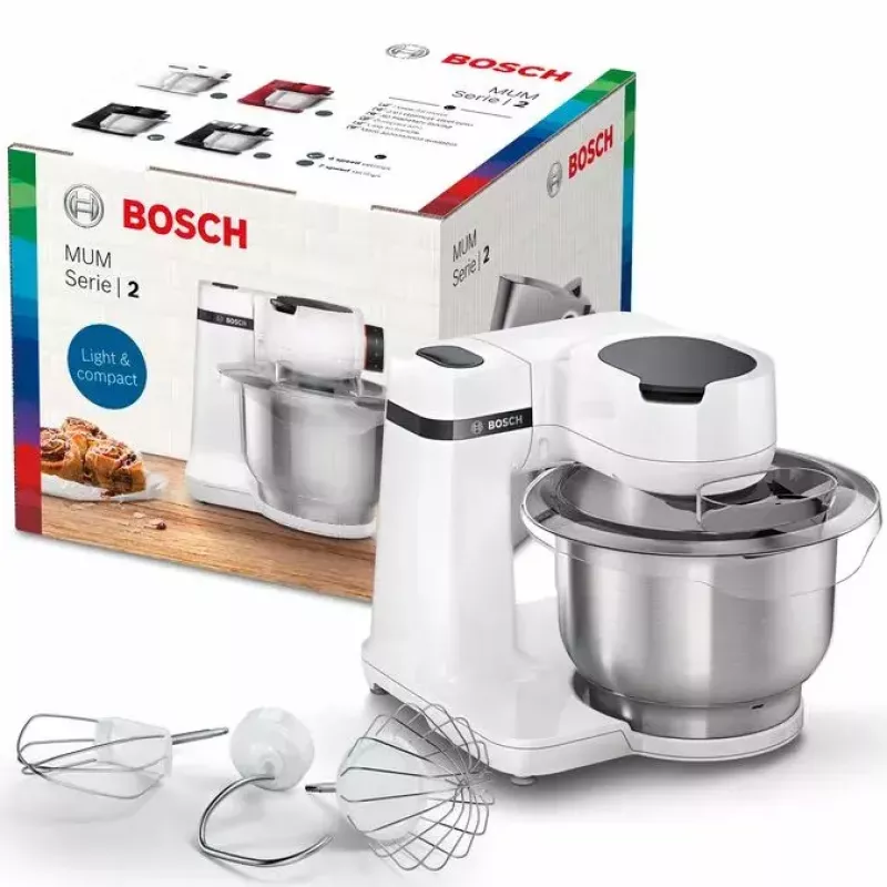 Köögikombain Bosch Serie 2 MUMS2EW00 — 700 W mootor, 3,8 L roostevabast terasest kauss, valge