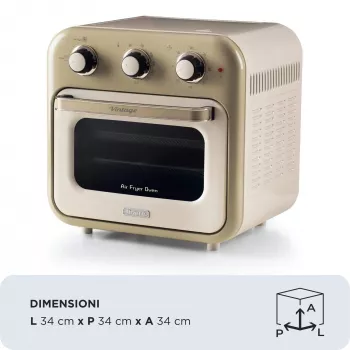 Ariete 4632 õhufritüür ja ahi Vintage, 1400W, 2in1, mahutavus 16L, tarvikud kaasas, taimer 60 minutit, topeltklaas, beež