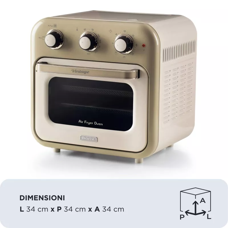 Ariete 4632 õhufritüür ja ahi Vintage, 1400W, 2in1, mahutavus 16L, tarvikud kaasas, taimer 60 minutit, topeltklaas, beež