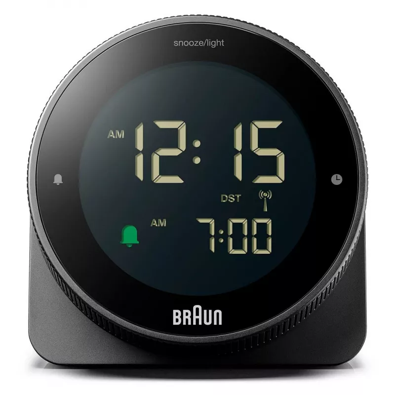 Äratuskell BRAUN BC 24 B DCF must — raadio teel juhitav äratuskell digitaalse ekraaniga